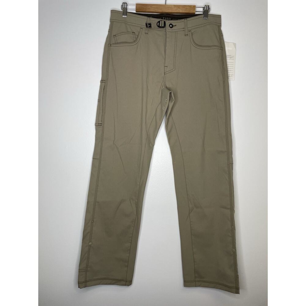 Prana Zioneer Cargo Belted Snap Roll Up Stretch 33x32 Mens Beige Hiking SAMPLE